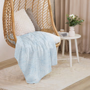 Soft sherpa blankets draped over a couch, inviting cozy relaxation